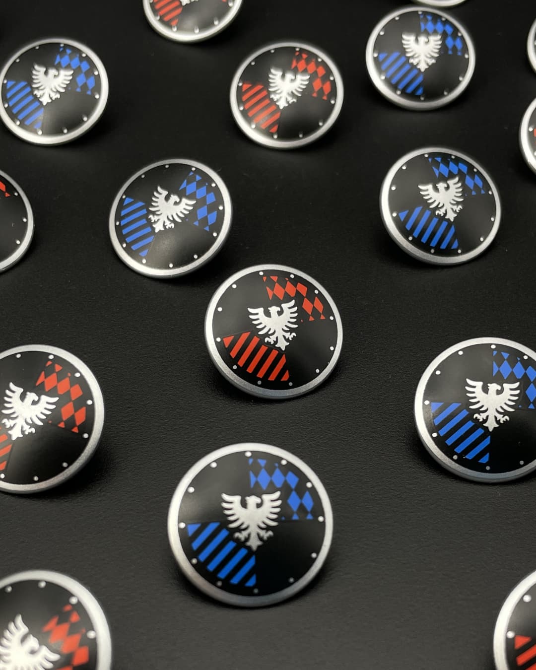 Round Shield with Falcon (blue) Print